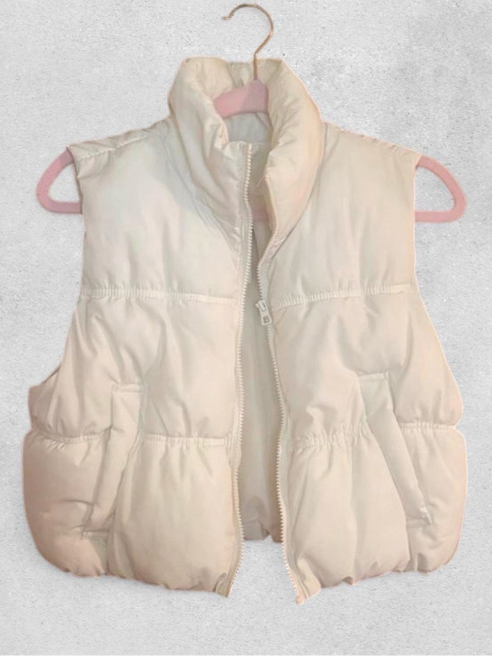 NEW H&M Cream Hooded Puffer Vest